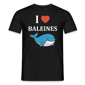 Baleines bleu Amour baleine - T-shirt homme - noir - Devant - AI Model Male 178 light (178cm)