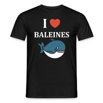 Baleines bleu Amour baleine - T-shirt homme - noir - Devant - AI Model Male 178 light (178cm)