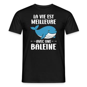 Baleines bleu Amour baleine - T-shirt homme - noir - Devant - AI Model Male 178 light (178cm)