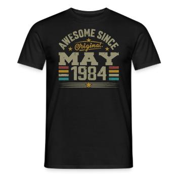 Vintage May 1984 May 1984 Born in May 1984 Original - Men's T-Shirt - black - Front - AI Model Male 178 light (178cm)