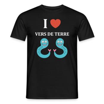 Humour ver de terre - T-shirt homme - noir - Devant - AI Model Male 178 light (178cm)