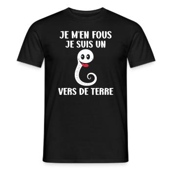 Humour ver de terre - T-shirt homme - noir - Devant - AI Model Male 178 light (178cm)