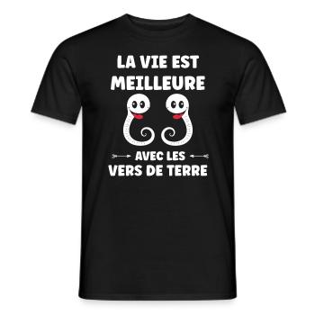 Humour ver de terre - T-shirt homme - noir - Devant - AI Model Male 178 light (178cm)