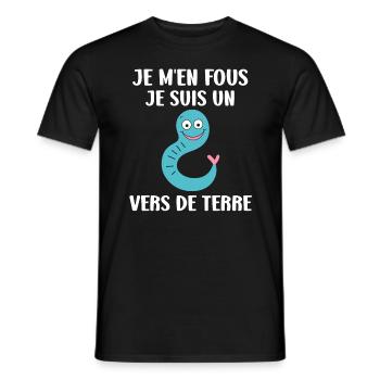 Humour ver de terre - T-shirt homme - noir - Devant - AI Model Male 178 light (178cm)