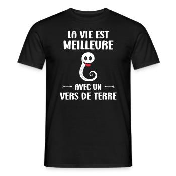 Humour ver de terre - T-shirt homme - noir - Devant - AI Model Male 178 light (178cm)