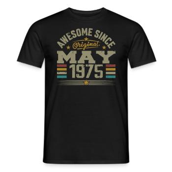Vintage Mai 1975 Mai 1975 né en Mai 1975 Original - T-shirt homme - noir - Devant - AI Model Male 178 light (178cm)