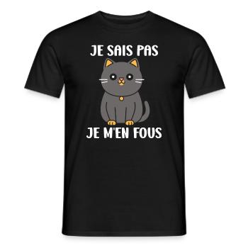 Humour chat chartreux - T-shirt homme - noir - Devant - AI Model Male 178 light (178cm)