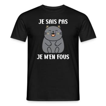 Humour chat chartreux - T-shirt homme - noir - Devant - AI Model Male 178 light (178cm)