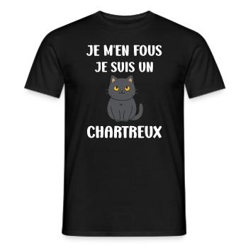Humour chat chartreux - T-shirt homme - noir - Devant - AI Model Male 178 light (178cm)