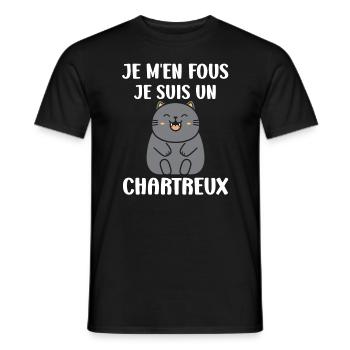 Humour chat chartreux - T-shirt homme - noir - Devant - AI Model Male 178 light (178cm)