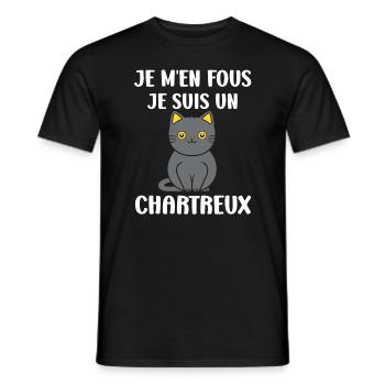 Humour chat chartreux - T-shirt homme - noir - Devant - AI Model Male 178 light (178cm)