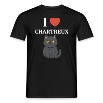 Humour chat chartreux - T-shirt homme - noir - Devant - AI Model Male 178 light (178cm)