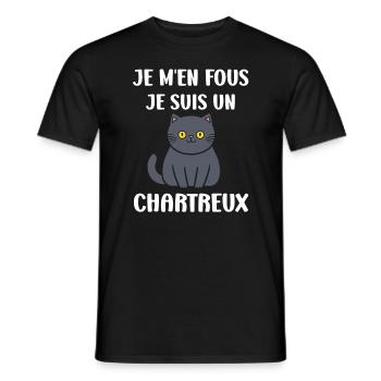 Humour chat chartreux - T-shirt homme - noir - Devant - AI Model Male 178 light (178cm)