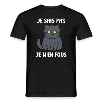 Humour chat chartreux - T-shirt homme - noir - Devant - AI Model Male 178 light (178cm)
