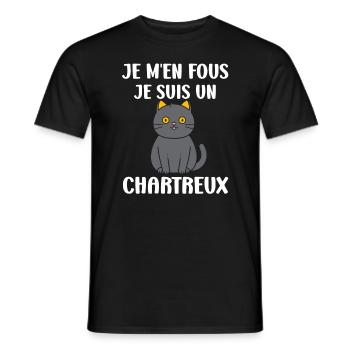 Humour chat chartreux - T-shirt homme - noir - Devant - AI Model Male 178 light (178cm)