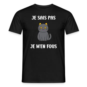 Humour chat chartreux - T-shirt homme - noir - Devant - AI Model Male 178 light (178cm)