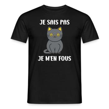 Humour chat chartreux - T-shirt homme - noir - Devant - AI Model Male 178 light (178cm)