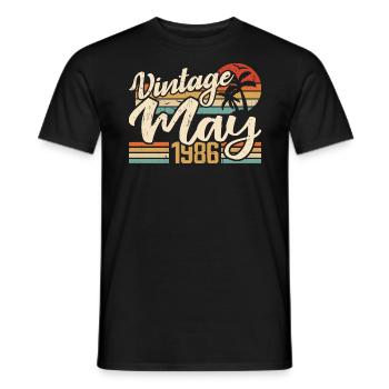 Anniversaire Vintage Mai 1986 Né(e) en Mai 1986 - T-shirt homme - noir - Devant - AI Model Male 178 light (178cm)