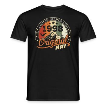 Mai 1998 Vintage Nées En Mai 1998 Anniversaire - T-shirt homme - noir - Devant - AI Model Male 178 light (178cm)