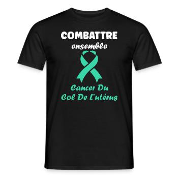 Sensibilisation au cancer du col de l'utérus - T-shirt homme - noir - Devant - AI Model Male 178 light (178cm)
