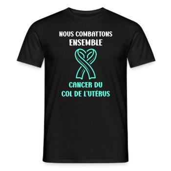 Sensibilisation au cancer du col de l'utérus - T-shirt homme - noir - Devant - AI Model Male 178 light (178cm)