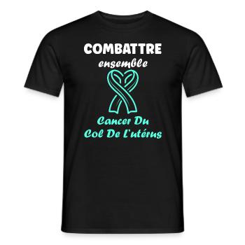 Sensibilisation au cancer du col de l'utérus - T-shirt homme - noir - Devant - AI Model Male 178 light (178cm)