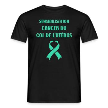 Sensibilisation au cancer du col de l'utérus - T-shirt homme - noir - Devant - AI Model Male 178 light (178cm)