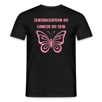 Sensibilisation cancer du sein - T-shirt homme - noir - Devant - AI Model Male 178 light (178cm)