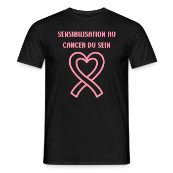 Sensibilisation cancer du sein - T-shirt homme - noir - Devant - AI Model Male 178 light (178cm)