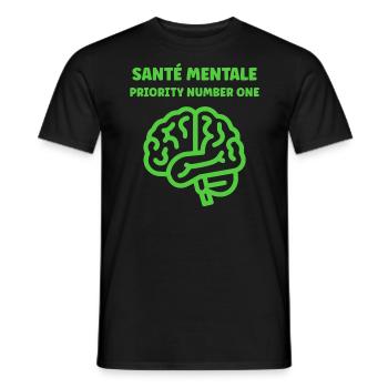 sensibilisation santé mentale - T-shirt homme - noir - Devant - AI Model Male 178 light (178cm)