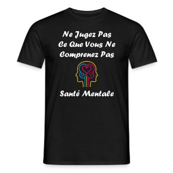 sensibilisation santé mentale - T-shirt homme - noir - Devant - AI Model Male 178 light (178cm)