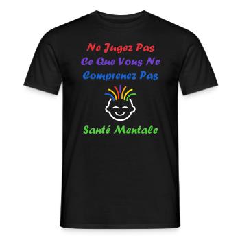 sensibilisation santé mentale - T-shirt homme - noir - Devant - AI Model Male 178 light (178cm)