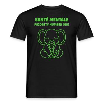 sensibilisation santé mentale - T-shirt homme - noir - Devant - AI Model Male 178 light (178cm)