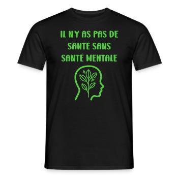 sensibilisation santé mentale - T-shirt homme - noir - Devant - AI Model Male 178 light (178cm)