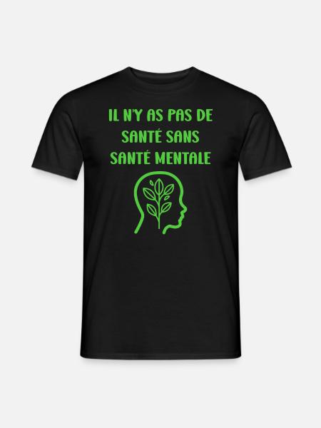 sensibilisation santé mentale - T-shirt homme - noir