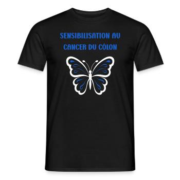 Sensibilisation au cancer du côlon - T-shirt homme - noir - Devant - AI Model Male 178 light (178cm)