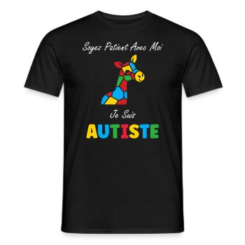 Soyez patient avec moi je suis autiste - T-shirt homme - noir - Devant - AI Model Male 178 light (178cm)