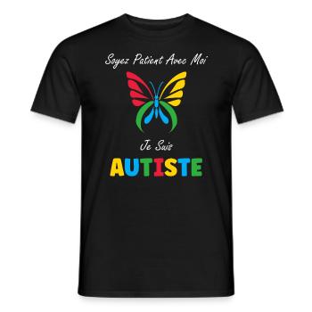 Soyez patient avec moi je suis autiste - T-shirt homme - noir - Devant - AI Model Male 178 light (178cm)
