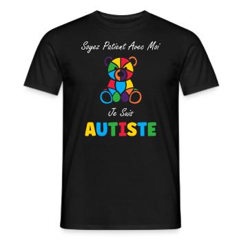 Soyez patient avec moi je suis autiste - T-shirt homme - noir - Devant - AI Model Male 178 light (178cm)