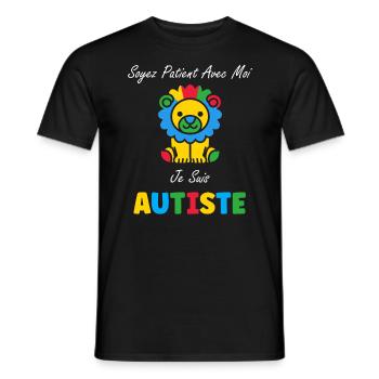 Soyez patient avec moi je suis autiste - T-shirt homme - noir - Devant - AI Model Male 178 light (178cm)