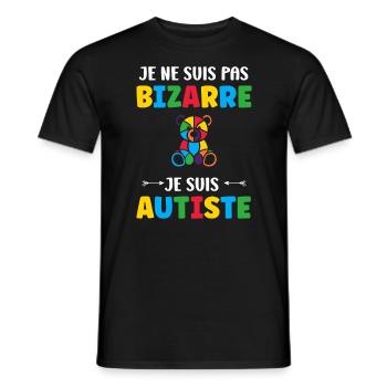 Je ne suis pas bizarre je suis autiste - T-shirt homme - noir - Devant - AI Model Male 178 light (178cm)