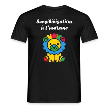 Animal Sensibilisation à l'autisme - T-shirt homme - noir - Devant - AI Model Male 178 light (178cm)