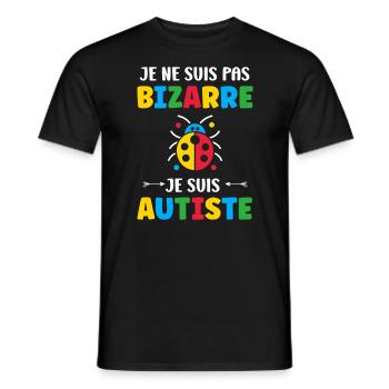 Je ne suis pas bizarre je suis autiste - T-shirt homme - noir - Devant - AI Model Male 178 light (178cm)