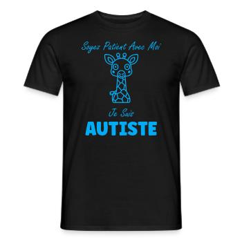Soyez patient avec moi je suis autiste - T-shirt homme - noir - Devant - AI Model Male 178 light (178cm)