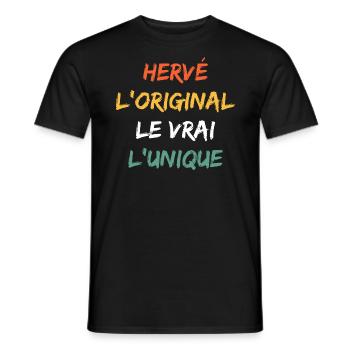L'original le vrai l'unique hervé - T-shirt homme - noir - Devant - AI Model Male 178 light (178cm)