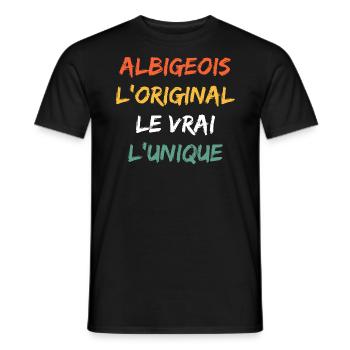 L'original le vrai l'unique Albigeois - T-shirt homme - noir - Devant - AI Model Male 178 light (178cm)