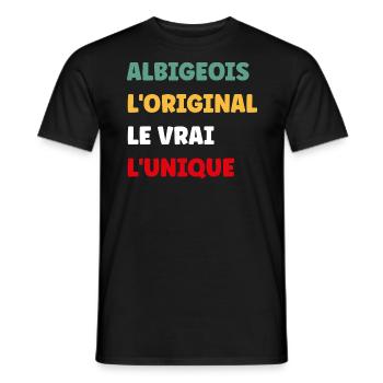 L'original le vrai l'unique Albigeois - T-shirt homme - noir - Devant - AI Model Male 178 light (178cm)