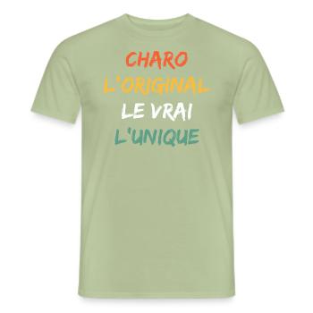 L'original le vrai l'unique charo - T-shirt homme - vert sauge - Devant - AI Model Male 178 light (178cm)
