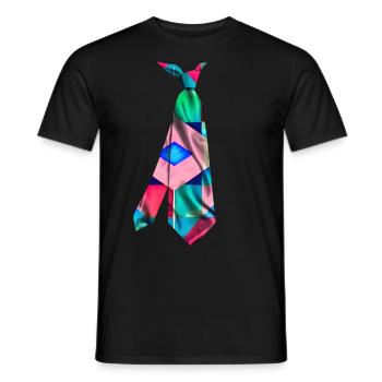 T-shirt avec cravate imprimé en couleur idée cadeau - T-shirt homme - noir - Devant - AI Model Male 178 light (178cm)