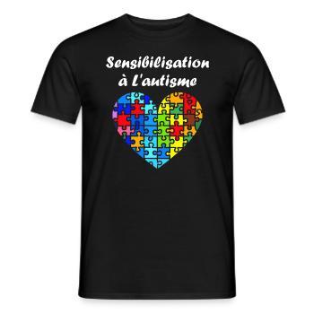 sensibilisation a l'autisme autiste - T-shirt homme - noir - Devant - AI Model Male 178 light (178cm)
